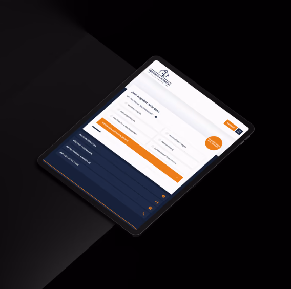 Angebotsformular der Website von Deubner & Marecki auf einem Tablet