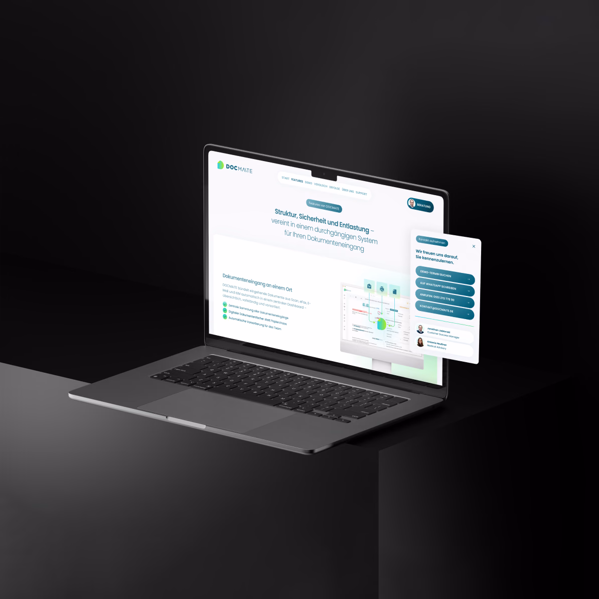 DOCMAiTE-Website auf einem Laptop
